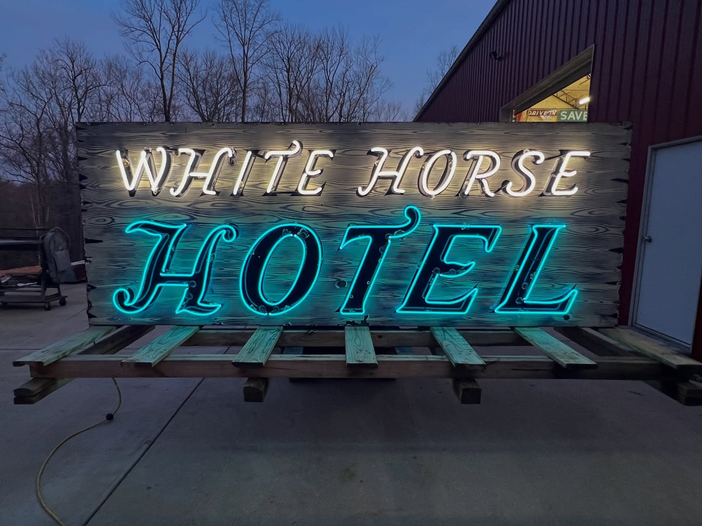 White Horse Hotel vintage neon sign