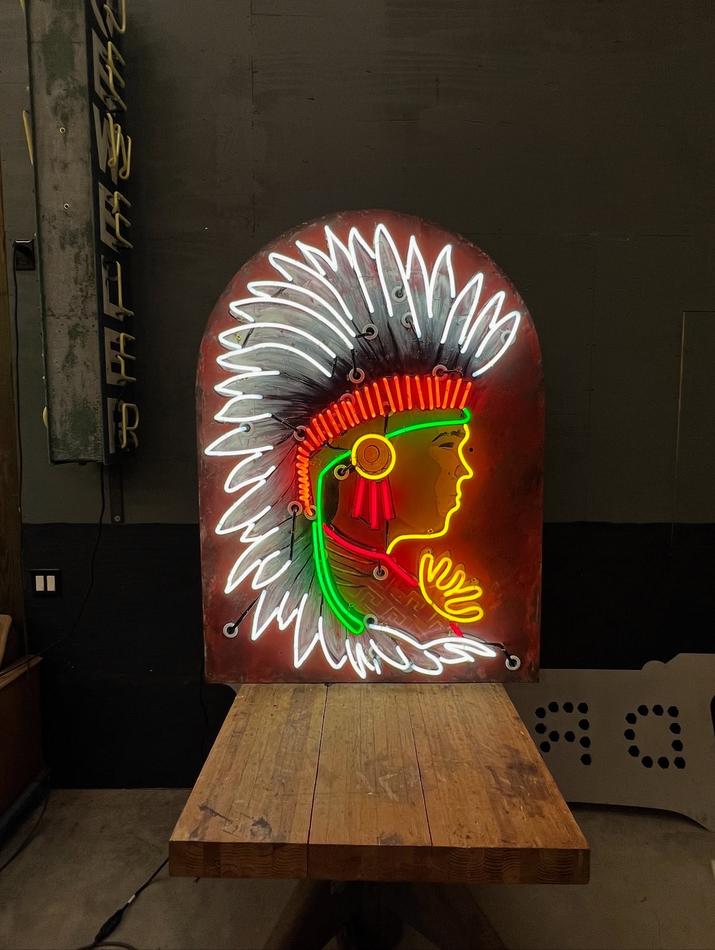 Native American chief neon sign