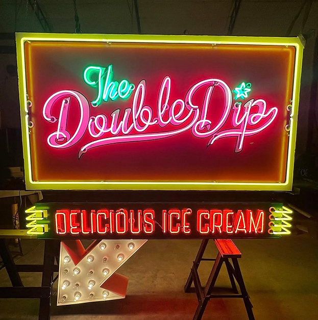 The Double Dip Delicious Ice Cream neon sign
